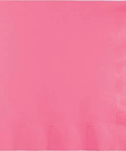 Creative Converting Solid Color Tableware Candy Pink Luncheon Napkin 3Ply, 50 Ct