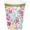 Creative Converting Floral Tea Party Hot/Cold Paper Cups 9 Oz., 8 Ct