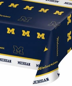 Creative Converting NCAA College Themed Party Decorations University Of Michigan Plastic Table Cover, 54" X 108"