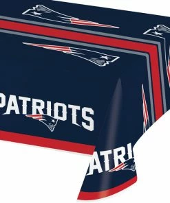 Creative Converting NFL And Football Party Supplies New England Patriots Plastic Table Cover, 54" X 102"