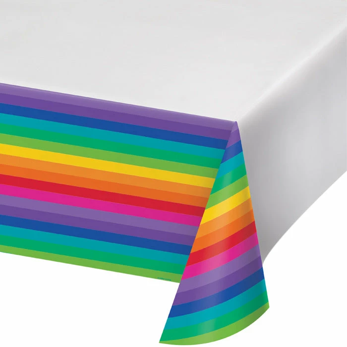 Creative Converting Rainbow Tablecover Plastic 54" X 102"