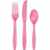 Creative Converting Candy Pink Assorted Plastic Cutlery, 24 Ct Solid Color Tableware