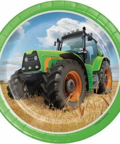 Creative Converting Kids Birthday Party Themes Tractor Time Dessert Plates, 8 Ct