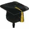 Creative Converting Graduation Metallic Balloon,22" Mortarboard Black