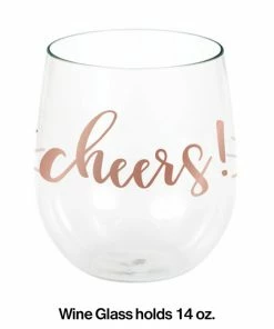 Creative Converting Themed Tableware Rose' All Day 14 Oz Stemless Wine Glass