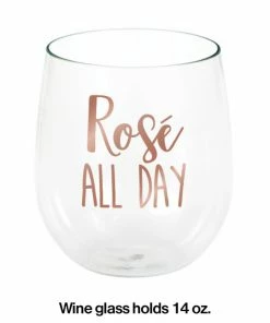 Creative Converting Rose' All Day 14 Oz Stemless Wine Glass