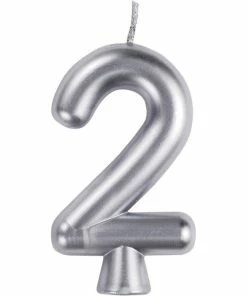 Creative Converting Silver 2 Candle Birthday Party Candles