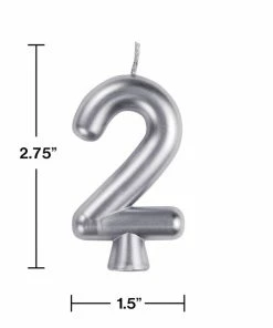 Creative Converting Silver 2 Candle Birthday Party Candles