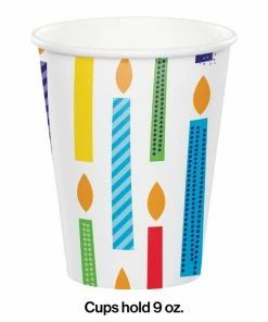 Creative Converting Bright Birthday Hot/Cold Paper Cups 9 Oz., 8 Ct