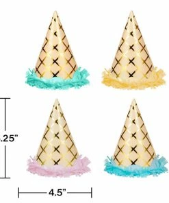 Creative Converting Kids Birthday Party Themes Ice Cream Party Hat, Child's, Foil Fringe 8ct