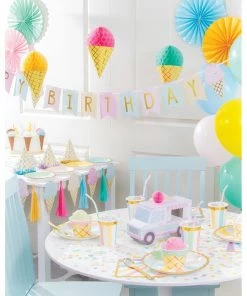 Creative Converting Kids Birthday Party Themes Ice Cream Party Hat, Child's, Foil Fringe 8ct