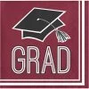 Creative Converting Graduation School Spirit Burgundy Red Beverage Napkins, 36 Ct Graduation Party Supplies