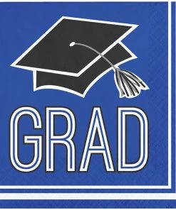 Creative Converting Graduation School Spirit Blue Beverage Napkins, 36 Ct