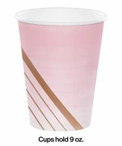 Creative Converting Rose' All Day Hot/Cold Paper Paper Cups 12 Oz., Foil, 8 Ct