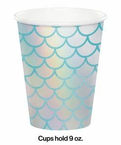 Creative Converting Mermaid Shine Hot/Cold Paper Cups 9 Oz., Foil, 8 Ct Kids Birthday Party Themes