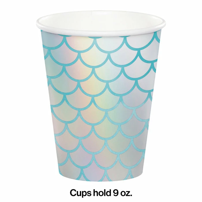 Creative Converting Mermaid Shine Hot/Cold Paper Cups 9 Oz., Foil, 8 Ct Kids Birthday Party Themes