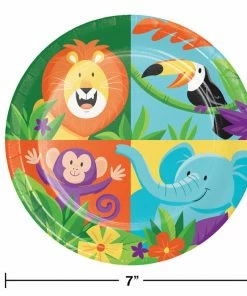 Creative Converting Kids Birthday Party Themes Jungle Safari Dessert Plates, 8 Ct