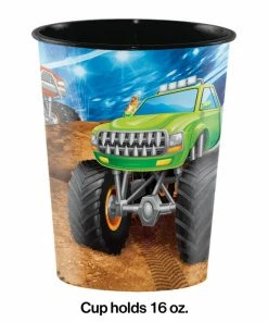 Creative Converting Monster Truck Rally Plastic Keepsake Cup 16 Oz.