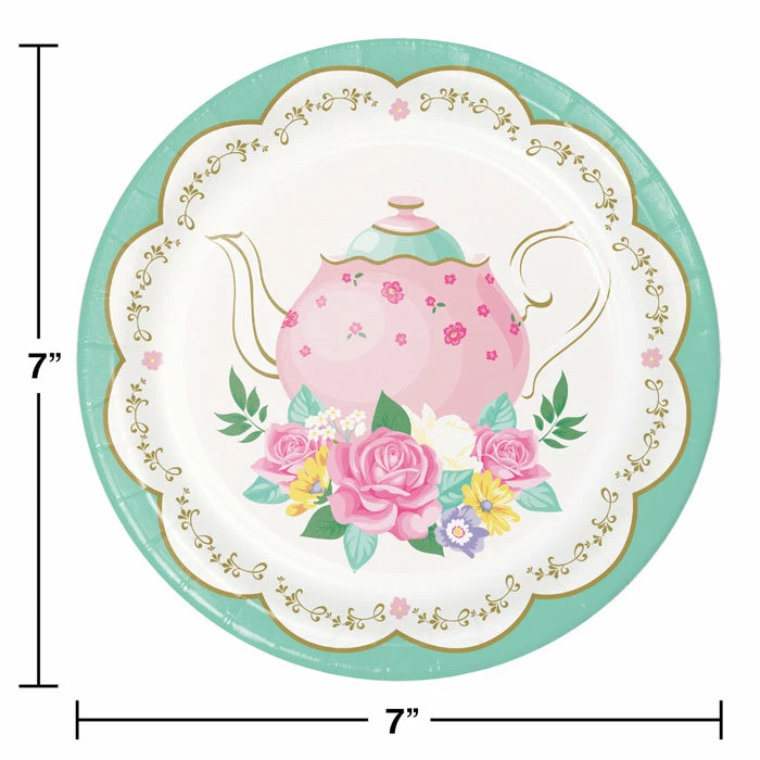 Creative Converting Kids Birthday Party Themes Floral Tea Party Dessert Plates, 8 Ct