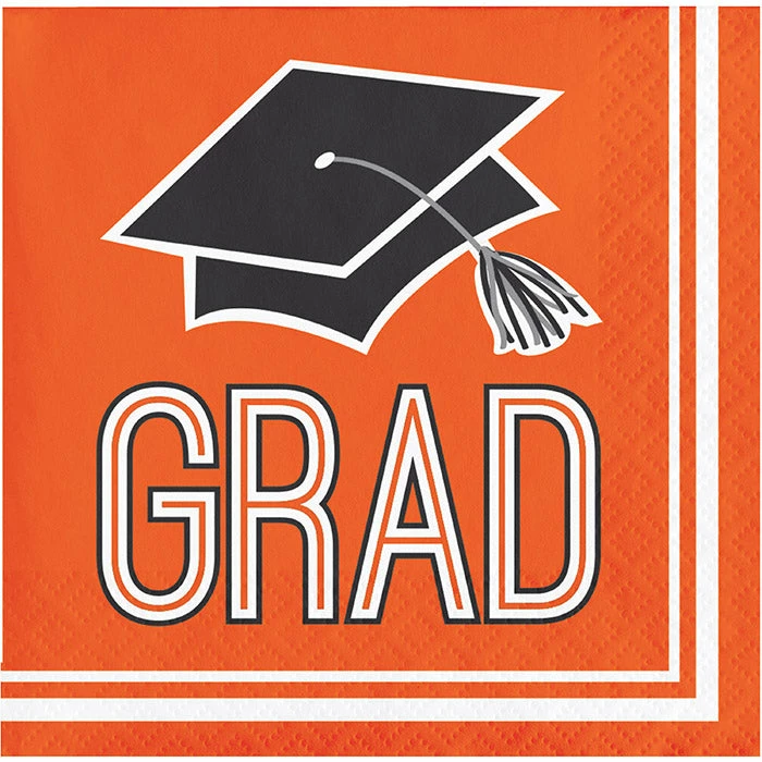 Creative Converting Graduation Party Supplies Graduation School Spirit Orange Beverage Napkins, 36 Ct