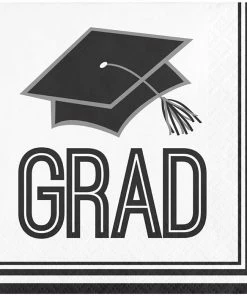 Creative Converting Graduation School Spirit White Beverage Napkins, 36 Ct
