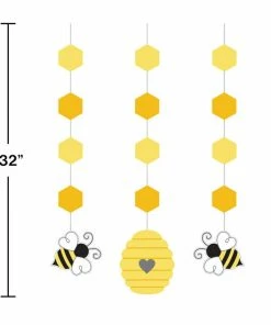 Creative Converting Bumblebee Baby Hanging Cutouts, 3 Ct Baby Showers