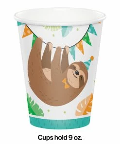 Creative Converting Kids Birthday Party Themes Sloth Party Paper Cups, Pack Of 8