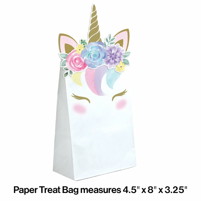 Creative Converting Unicorn Baby Shower Paper Treat Bags, Pack Of 8
