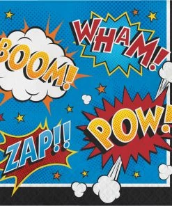Creative Converting Kids Birthday Party Themes Superhero Slogans Napkins, 16 Ct