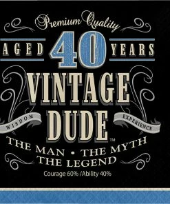 Creative Converting Vintage Dude Luncheon Napkin, '40, 16 Ct Adult Birthday Party Themes