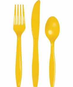 Creative Converting School Bus Yellow Assorted Plastic Cutlery, 24 Ct