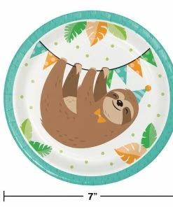 Creative Converting Sloth Party Dessert Plates, Pack Of 8 Kids Birthday Party Themes