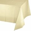 Creative Converting Solid Color Tableware Ivory Tablecover Plastic 54" X 108"