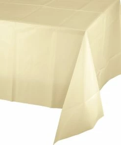 Creative Converting Solid Color Tableware Ivory Tablecover Plastic 54" X 108"