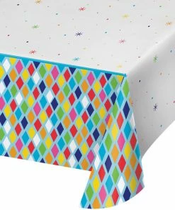 Creative Converting Bright Birthday Plastic Tablecover All Over Print, 54" X 102" Kids Birthday Party Themes