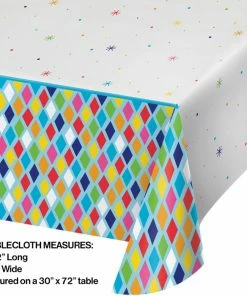 Creative Converting Bright Birthday Plastic Tablecover All Over Print, 54" X 102" Kids Birthday Party Themes