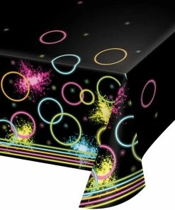 Creative Converting Kids Birthday Party Themes Glow Party Plastic Tablecover All Over Print, 54" X 102"