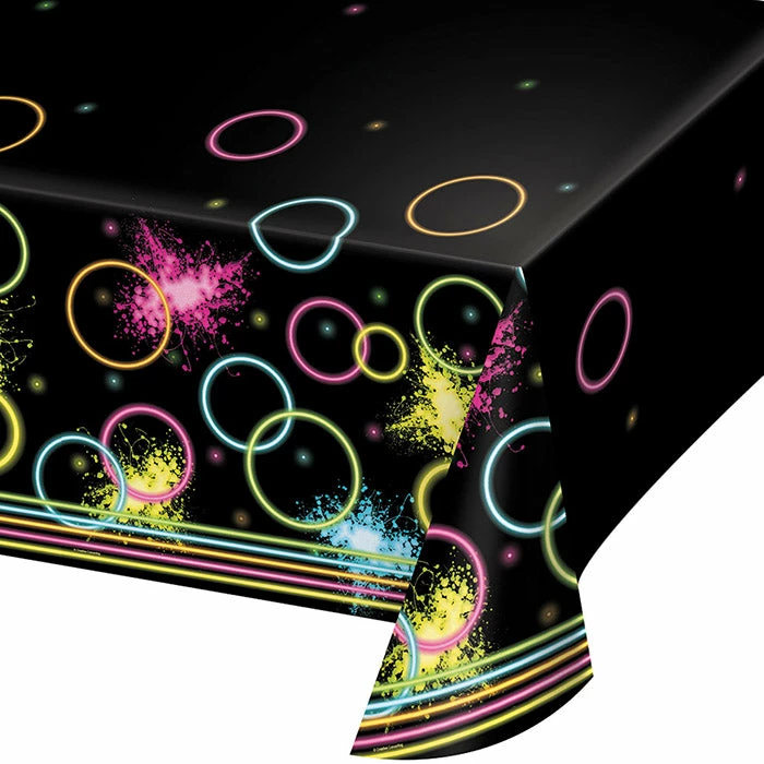 Creative Converting Kids Birthday Party Themes Glow Party Plastic Tablecover All Over Print, 54" X 102"
