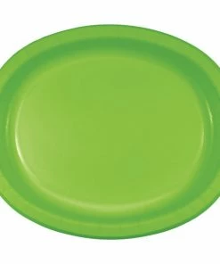 Creative Converting Solid Color Tableware Fresh Lime Oval Platter 10" X 12", 8 Ct