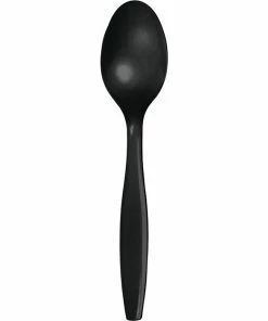 Creative Converting Black Plastic Spoons, 50 Ct Solid Color Tableware