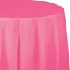 Creative Converting Candy Pink Tablecover, Octy Round 82" Plastic Solid Color Tableware