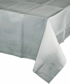Creative Converting Solid Color Tableware Shimmering Silver Tablecover 54