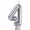 Creative Converting Silver 4 Candle Birthday Party Candles
