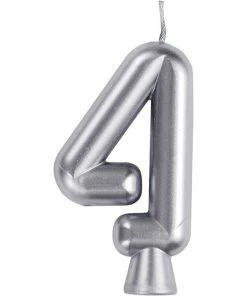Creative Converting Silver 4 Candle Birthday Party Candles