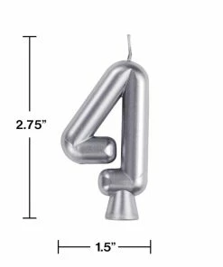 Creative Converting Silver 4 Candle Birthday Party Candles