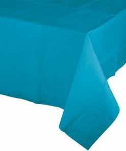 Creative Converting Solid Color Tableware Turquoise Tablecover 54"X 108" Polylined Tissue
