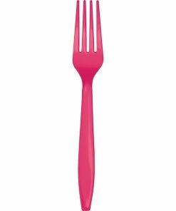 Creative Converting Hot Magenta Pink Plastic Forks, 24 Ct