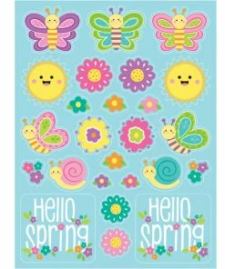 Creative Converting Easter Party Supplies Hello Spring Stickers, 4 Ct