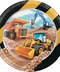 Creative Converting Kids Birthday Party Themes Big Dig Construction Paper Plates, 8 Ct