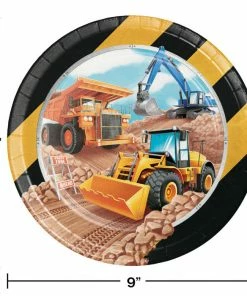 Creative Converting Kids Birthday Party Themes Big Dig Construction Paper Plates, 8 Ct